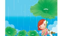 避雨的漫画,雨中避难，温馨瞬间
